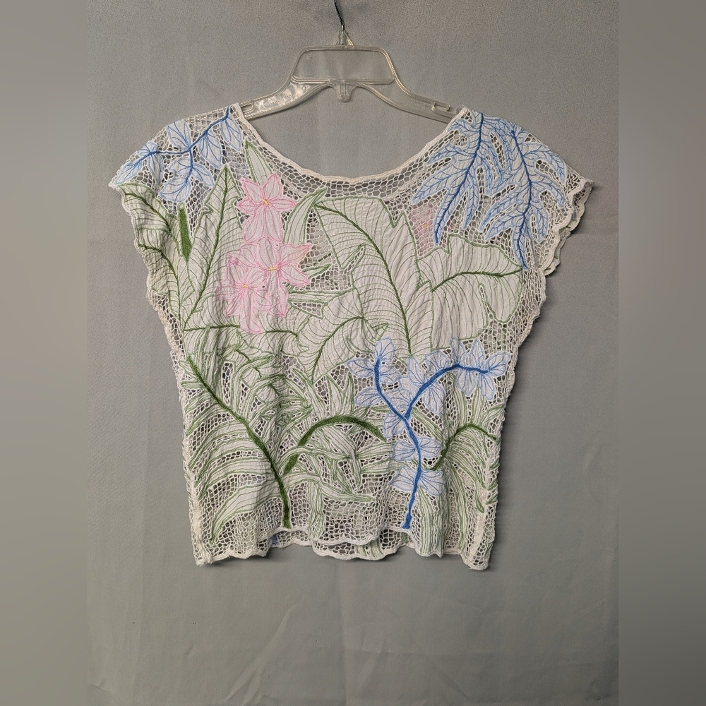 Vintage Floral Lace Women Top - Picture 2 of 8